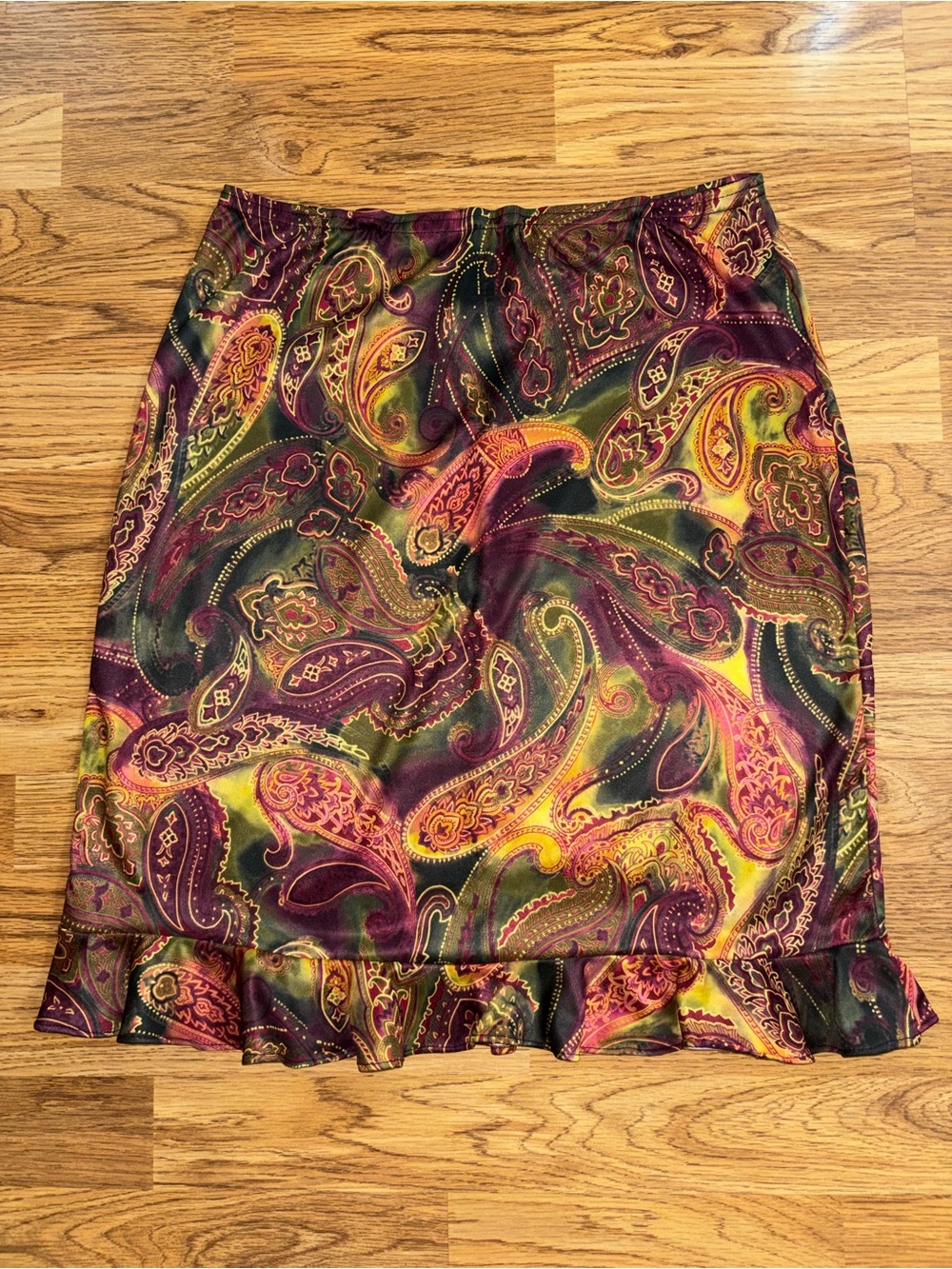 No Boundaries Paisley Ruffled Skirt Juniors Size 11/13 Vintage Y2K Polyester